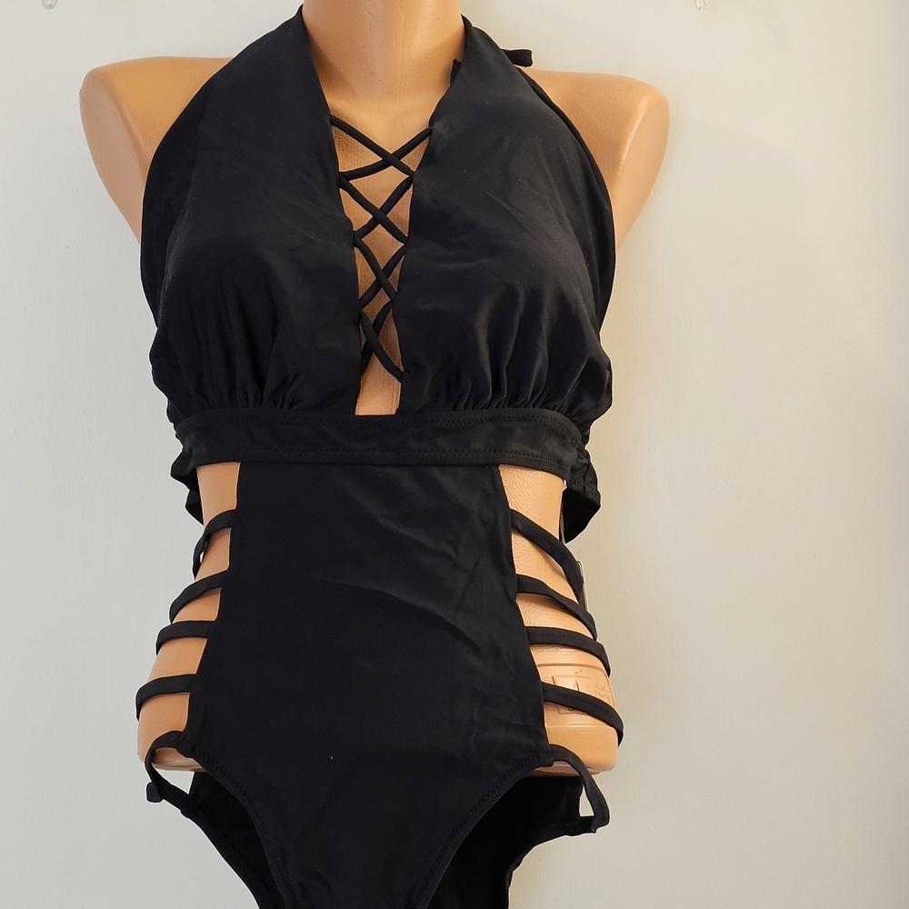 Elegant Black Women's One Piece Swimsuit